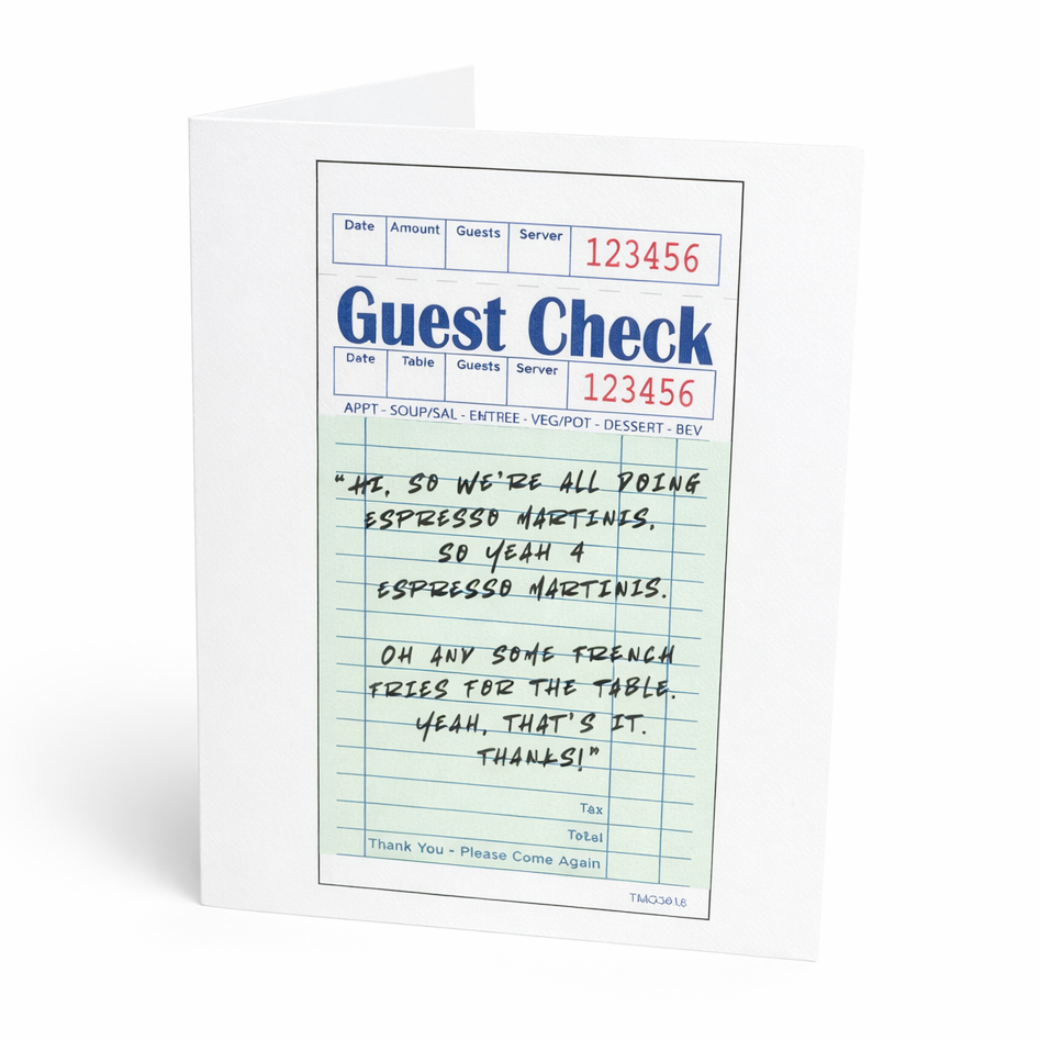 Guest Check - Order for the Table Card